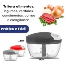 Mini Processador  Triturador manual 3 lâminas de aço -  Preto