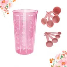 Kit Medidores - Xícara, Colher Rosa e Copo Rosa 500 ml-Não erre mais suas receitas!