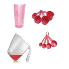 Medidores kit-10 peças ROSA melancia- Copo Rosa 500 ml / Jarra / Colheres / Xícaras - Faça suas Receitas sem medo de errar!