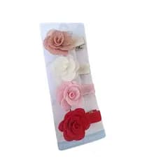 Kit 4 presilhas de cabelo para bebê 100% forrado e com borrachinha antideslizante com mini flor