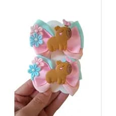 Parzinho de laço infantil capivara, laço capivara acessórios infantil menina