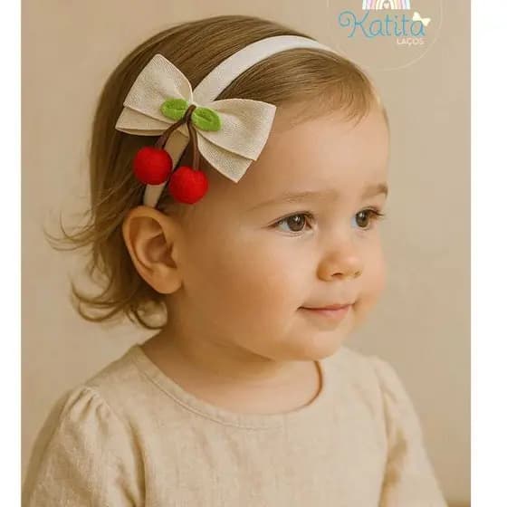Tiara arquinho infantil cerejinha, tiara cabelo menina acessório infantil