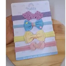 Kit 4 lacinhos na faixinha, laço infantil menina