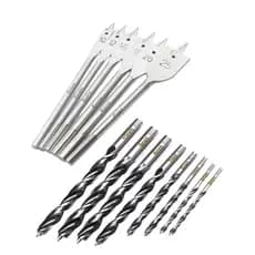 Kit Brocas para Madeira 14 Peças Chatas 10 a 25mm e Espirais 3 a 10mm em Aço