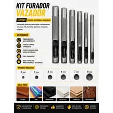 Kit Furador Vazador De Couro Perfurador Papel Borracha Eva Feltro