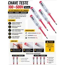 Kit 2 Chave Teste Fenda Detector De Tensão Eletricidade