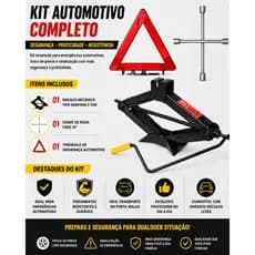 Kit Estepe Macaco Mecânico Sanfona 2T Universal + Chave De Roda Cruz + Triângulo de Sinalização