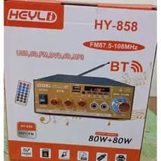 Amplificador Mixer Heyli de potência  80w+80w  220V 12V FM estéreo MP3  Card Mini USB  karaoke