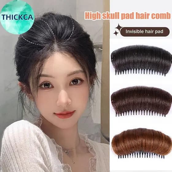 thickca Peruca Almofada Estável Raízes De Cabelo Volumizador Fibra Inserção Pente Invisível Macio Feminino Aumentando Ar
