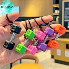 thickca Esportes PVC Haltere Chaveiro Ginásio Musculação Pingente Para Carteira Carro Bapa Presente Exclusivo Amantes Da