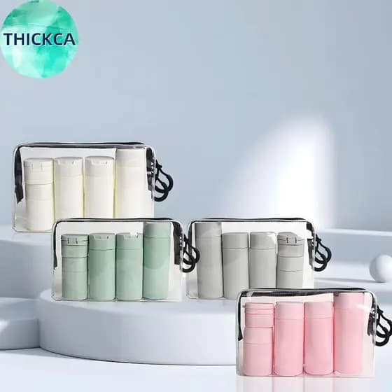 thickca 5 Pçs/Set Frascos Dispensadores De Maquiagem Hidratante , Loções Portáteis , Shampoos , Viajar , Recarregáveis ,