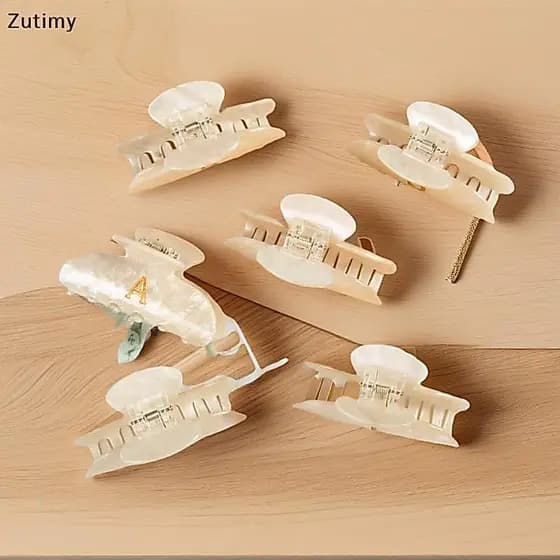[Zutimy] Novo Design Criativo 8.6 Cm Carta Cor Creme Cabelo Clipe De Tubarão Acrílico Simples Acessórios Para Meninas Te