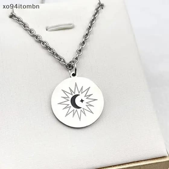 itens Série De TV า The Eclipse Cosplay Lua Estrela Pingente Circular Colar De Aço Titânio Amantes Acessórios De Joias i
