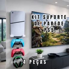 Kit suporte de parede para ps5 , suporte controle , suporte headset, suporte fone de ouvido , kit com 4 peças