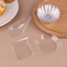 Vastcouji 10 Peças Mini Pratos Transparentes De Aperitivo , Copo De Sorvete , Plástico , Frutas , Doces , Bolo , Gelatin