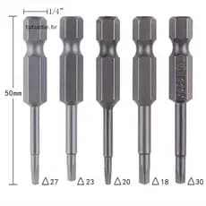 TU 5 Pçs/Set Triângulo Magnético Chave De Fenda Bits S2 Aço 1/4 Hex Shank 50mm BR