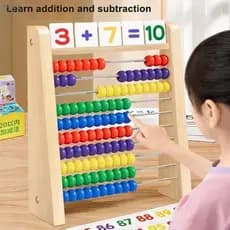 [ZSYS] Ábaco De Contagem De Madeira Montessori Educação Matemática Crianças Contas Arco-Íris Adição Subtração Operação A
