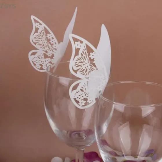 [ZSYS] 50 Peças Cartões De Vidro De Marca De Mesa Favorecem Nome De Borboleta Lugar Festa De Casamento DG
