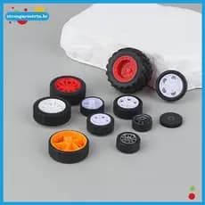 strongaroetrtn 10 Pcs PC Roda De Brinquedo Pneus De Aro De Borracha DIY Mini Tecnologia 4WD Coloridos Furo Diâmetro 2mm