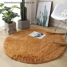 TSBR Tapete De Lã Fofo Para Sala De Estar , Redondo De Pele Sintética Quarto Infantil , Tapetes Longos De Pelúcia , Deco
