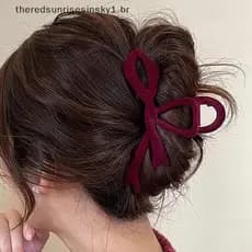 Estilo De Beleza Vermelho Veludo Arco Grampos De Cabelo Outono Inverno Feminino Garra Clipe Francês Elegante Hairpin Cor