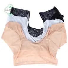 TS Moda Axilas Suor Almofada Colete Absorvente Desodorante Feminina Camiseta Forma Almofadas De Reutilizável Lavável Mal