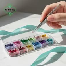 TS Moda Encantos Da Arte Do Prego 12 Grades Colorido Mini Flor Circular Lantejoulas Glitter Mix Para DIY Manicure Salão