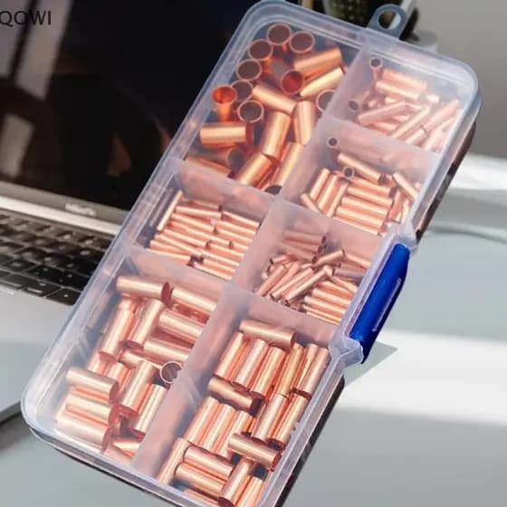 qo 125/250/414/578Pcs Kit De Sortimento De Terminais Elétricos Não Isolados Conjunto De Virolas De Fio Conector De Crimp