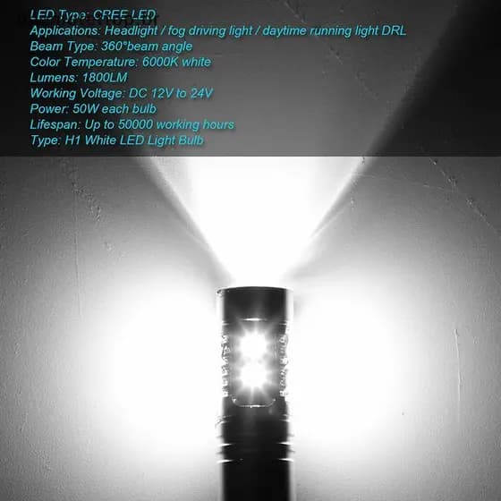onemetertop 1 Par H1 LED Lâmpadas De Farol Super Brilhantes Faróis De Carro Luz BR