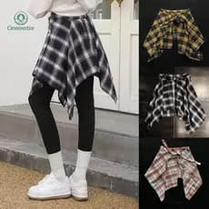Onem Elegante Mini Saia Xadrez Hip-Hop Design Assimétrico Ótimo Para Eventos Da Moda Pt