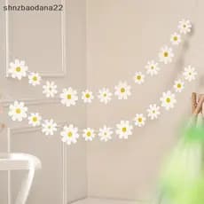 [Shnzd] 1 Conjunto De Banner De Margarida Para Festa De Aniversário , Serapilheira De Flores Brancas , Guirlanda De Conf