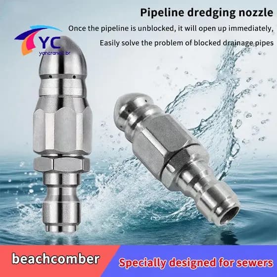 YCBR Poderoso Jato De Água er Bocal 1 4 Polegada Aço Inoxidável Alta Pressão Dreno Esgoto Limpador Qui Conector Para Uso