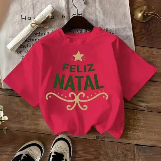 Camiseta Unissex Personalizadas Feliz Natal Blusa 100% algodão