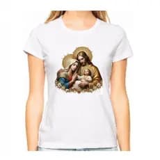Blusa camiseta feminina  Católica Sagrada familia  moda gospel cristã 100% algodao Alta qualidade