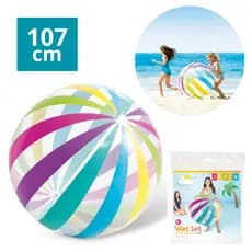 Bola de Praia Transparente Listras Jumbo Intex 1,07m
