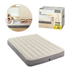 Colchão Inflável Casal (191x137x25cm) até 272kg Dura Beam Single High Intex 64102 Branco e Cinza