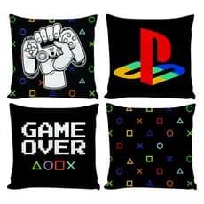 Kit 04 Capas de Almofadas Jogos Gamer 0,45cm x 0,45cm Decoração para Quarto