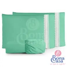 Kit Jogo De Lençol Queen 3 Peças Tira Malha 100% Algodão Com Elástico