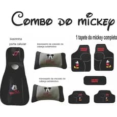 mickey tapete bordado combo 2 travesseiro 1 lixeirinha e tapete 5 peças bordado