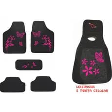 Tapete para Carro Borboleta flores e lixeirinha personalizada e bordada