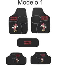tapete para carro da minnie 5 peças 5 bordadas
