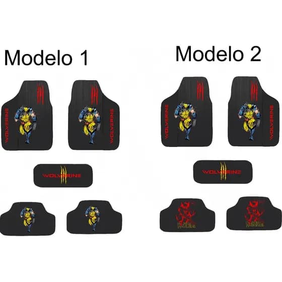 Tapete para carro do wolverine contendo 5 peças bordada