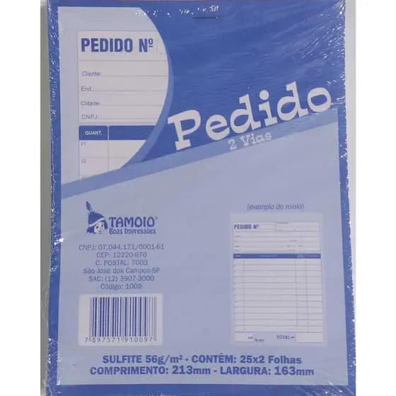 Meus Pedidos 2 vias Grande (21,3 x 16,3cm) 5 Talões