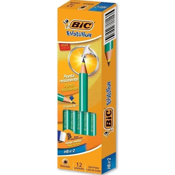 Caixa 12 Lapis Bic Grafite N.2 HB Lapis Escrever Bic Evolution