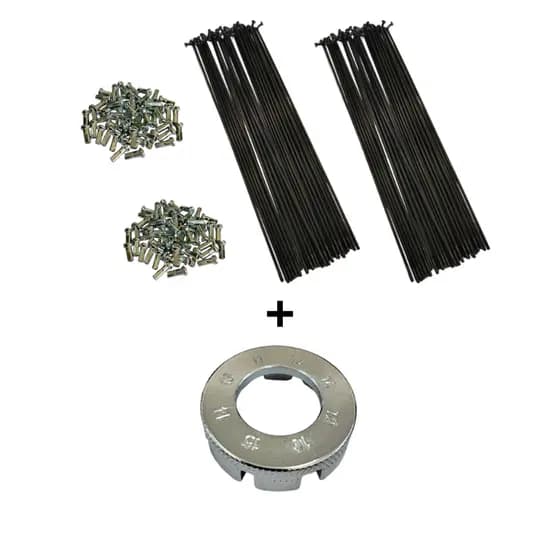 Kit 36 Raios para Bicicleta Aro 20 Aço Zincado, Preto, com Niples Cromados