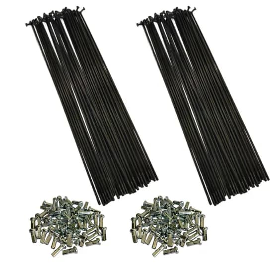 Kit 36 Raios para Bicicleta Aro 26 Aço Zincado, Preto, com Niples Cromados