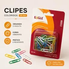 Clips para Papel 80 Un Colorido Eagle Cartela Clips Metal Escritório Escola