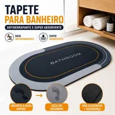 Tapete Banheiro Antiderrapante Super Absorvente Secagem Rápida Box Lavável Impermeável Não Escorrega