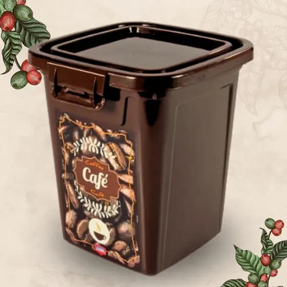 Pote de café Design vintage 1,8 litros Alta qualidade Travas seguras Fechamento hermético Preservação do aroma Frescor do café Armazenamento de grãos Armazenamento de açúcar Armazenamento de farinhas Despensa organizada Estilo retrô Praticida