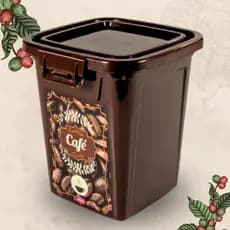 Pote de café Design vintage 1,8 litros Alta qualidade Travas seguras Fechamento hermético Preservação do aroma Frescor do café Armazenamento de grãos Armazenamento de açúcar Armazenamento de farinhas Despensa organizada Estilo retrô Praticida